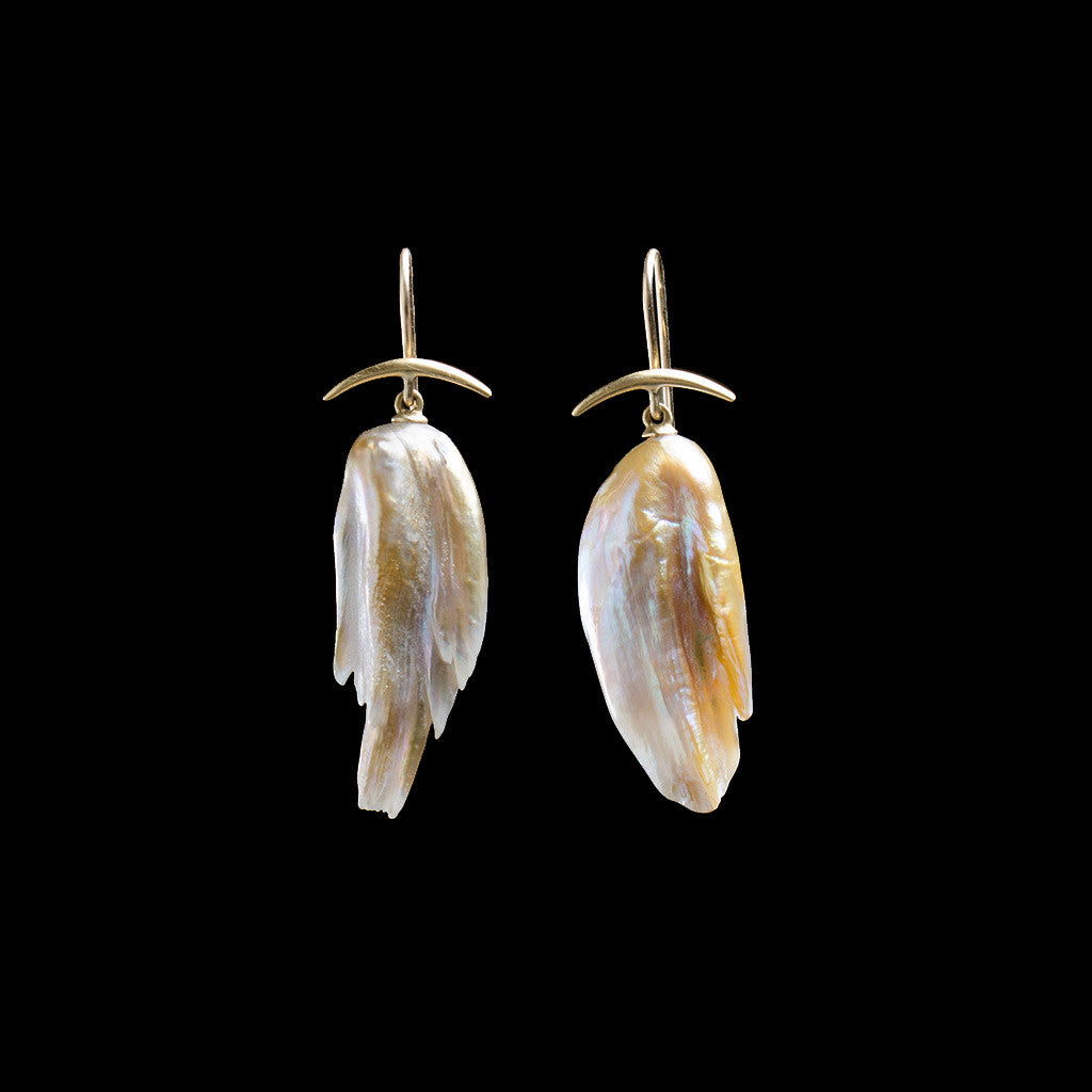 18K Freshwater Pearl Wing Earrings