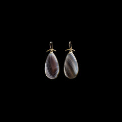 18K Pear Banded Agate Earrings